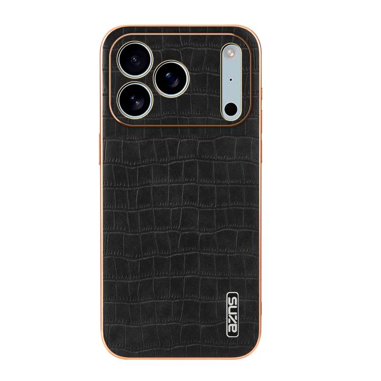 For iPhone 17 Pro Max AZNS Electroplated Frame Crocodile Texture Full Coverage Phone Case