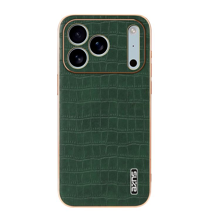 For iPhone 17 Pro Max AZNS Electroplated Frame Crocodile Texture Full Coverage Phone Case