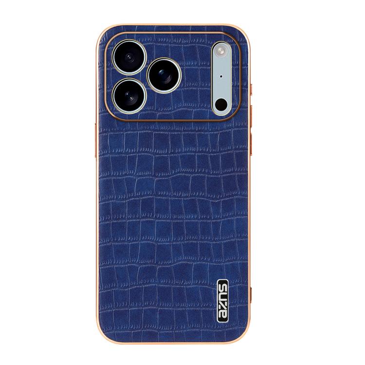 For iPhone 17 Pro Max AZNS Electroplated Frame Crocodile Texture Full Coverage Phone Case