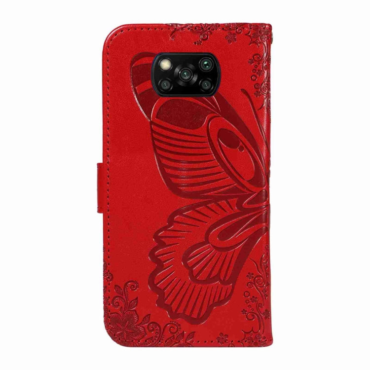 For Xiaomi Poco X3 NFC Swallowtail Butterfly Embossed Leather Phone Case