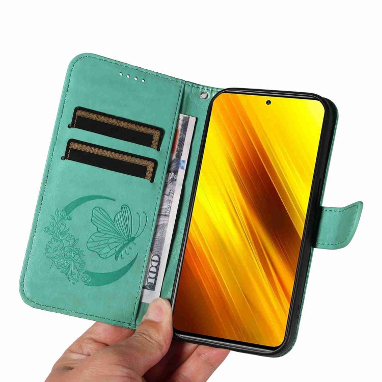For Xiaomi Poco X3 NFC Swallowtail Butterfly Embossed Leather Phone Case