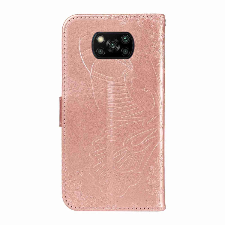 For Xiaomi Poco X3 NFC Swallowtail Butterfly Embossed Leather Phone Case