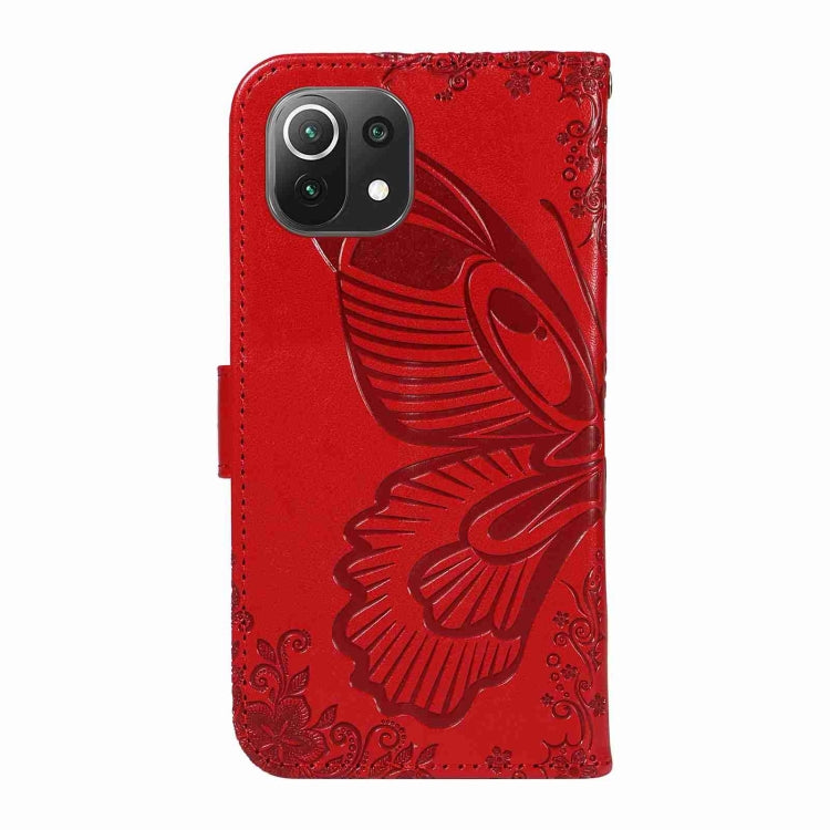 For Xiaomi Mi 11 Lite Swallowtail Butterfly Embossed Leather Phone Case