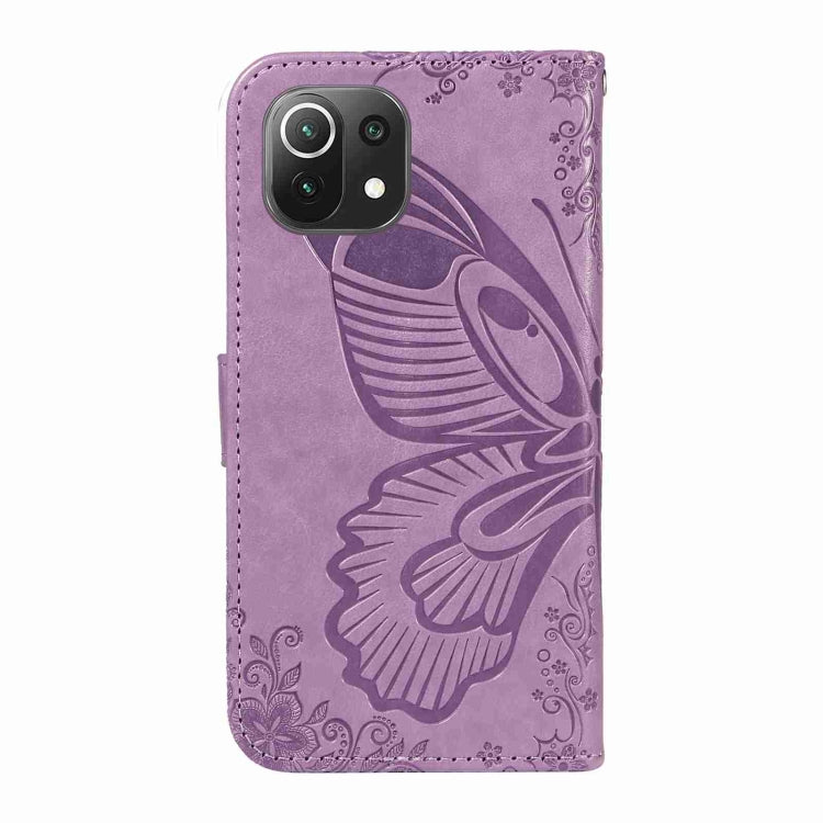 For Xiaomi Mi 11 Lite Swallowtail Butterfly Embossed Leather Phone Case