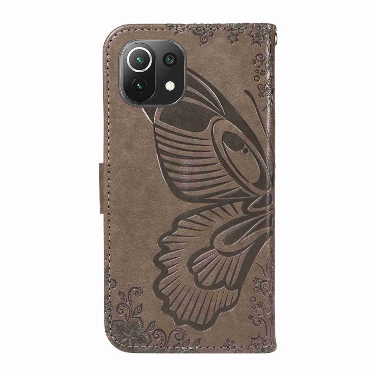 For Xiaomi Mi 11 Lite Swallowtail Butterfly Embossed Leather Phone Case