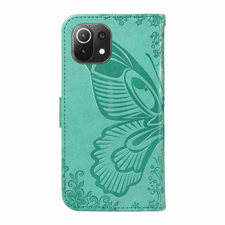 For Xiaomi Mi 11 Lite Swallowtail Butterfly Embossed Leather Phone Case