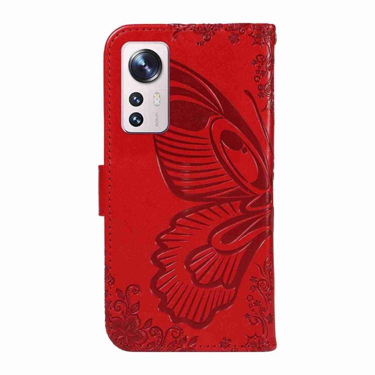 For Xiaomi 12 Swallowtail Butterfly Embossed Leather Phone Case