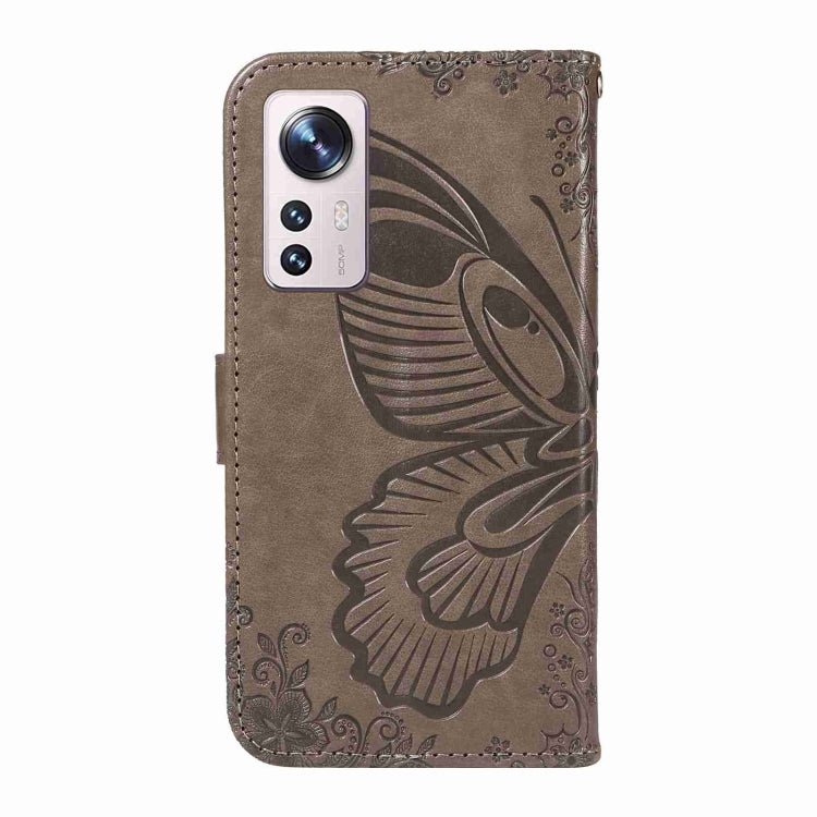 For Xiaomi 12 Swallowtail Butterfly Embossed Leather Phone Case