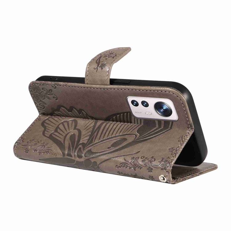 For Xiaomi 12 Swallowtail Butterfly Embossed Leather Phone Case
