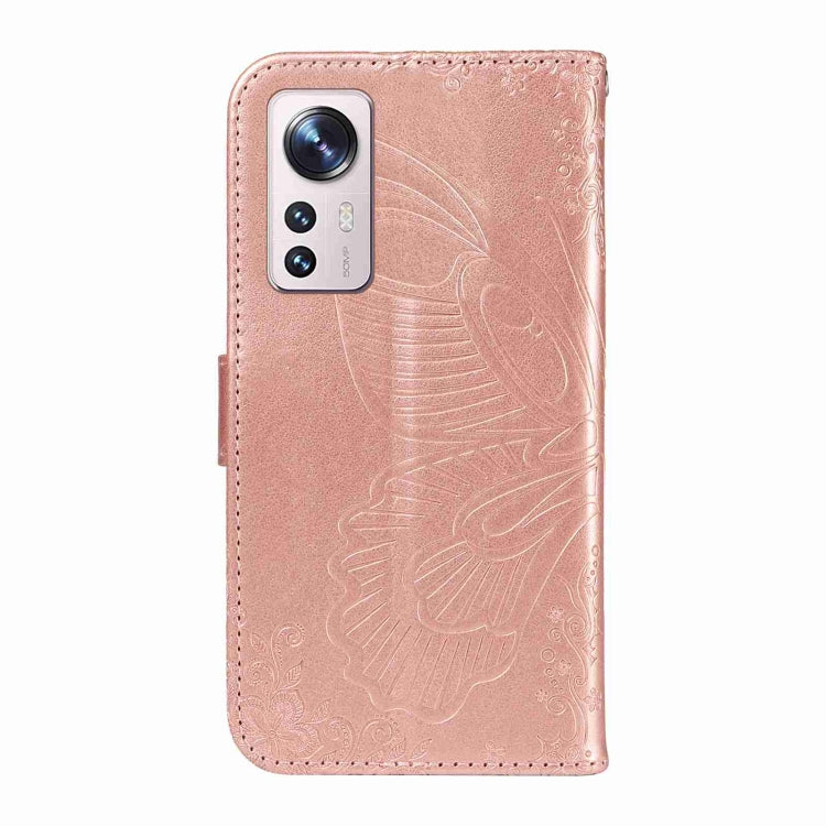 For Xiaomi 12 Swallowtail Butterfly Embossed Leather Phone Case