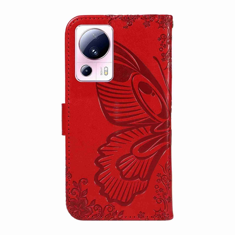 For Xiaomi 13 Lite Swallowtail Butterfly Embossed Leather Phone Case