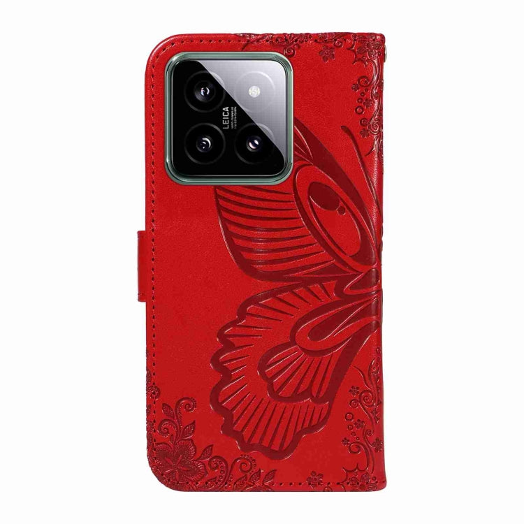 For Xiaomi 14 Swallowtail Butterfly Embossed Leather Phone Case