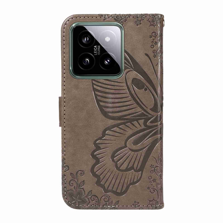 For Xiaomi 14 Swallowtail Butterfly Embossed Leather Phone Case