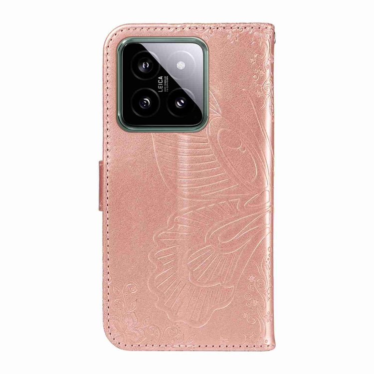For Xiaomi 14 Swallowtail Butterfly Embossed Leather Phone Case