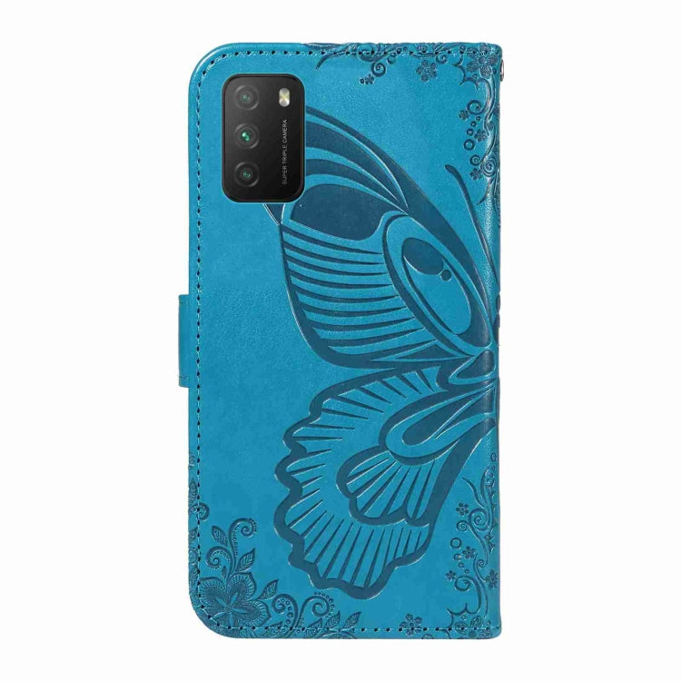 For Xiaomi Poco M3 Swallowtail Butterfly Embossed Leather Phone Case