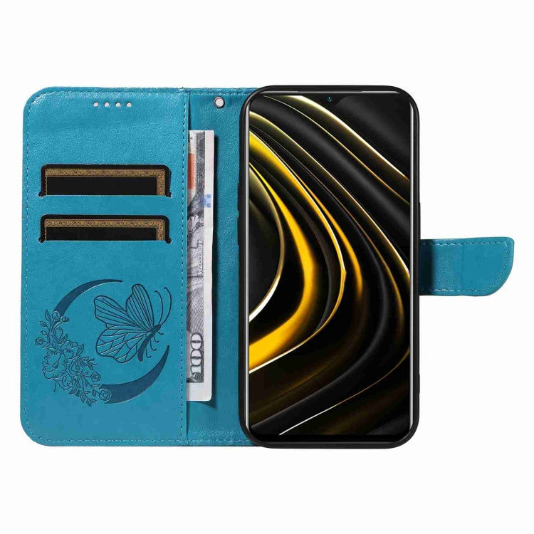 For Xiaomi Poco M3 Swallowtail Butterfly Embossed Leather Phone Case