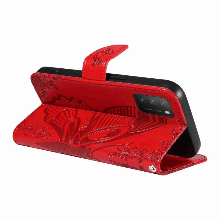 For Xiaomi Poco M3 Swallowtail Butterfly Embossed Leather Phone Case