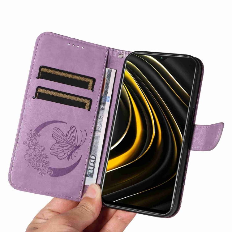 For Xiaomi Poco M3 Swallowtail Butterfly Embossed Leather Phone Case