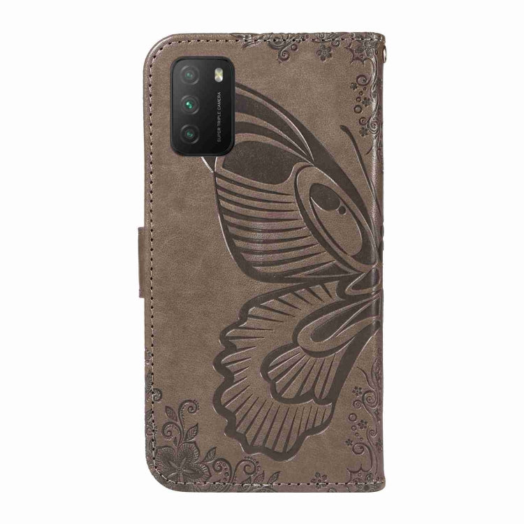 For Xiaomi Poco M3 Swallowtail Butterfly Embossed Leather Phone Case