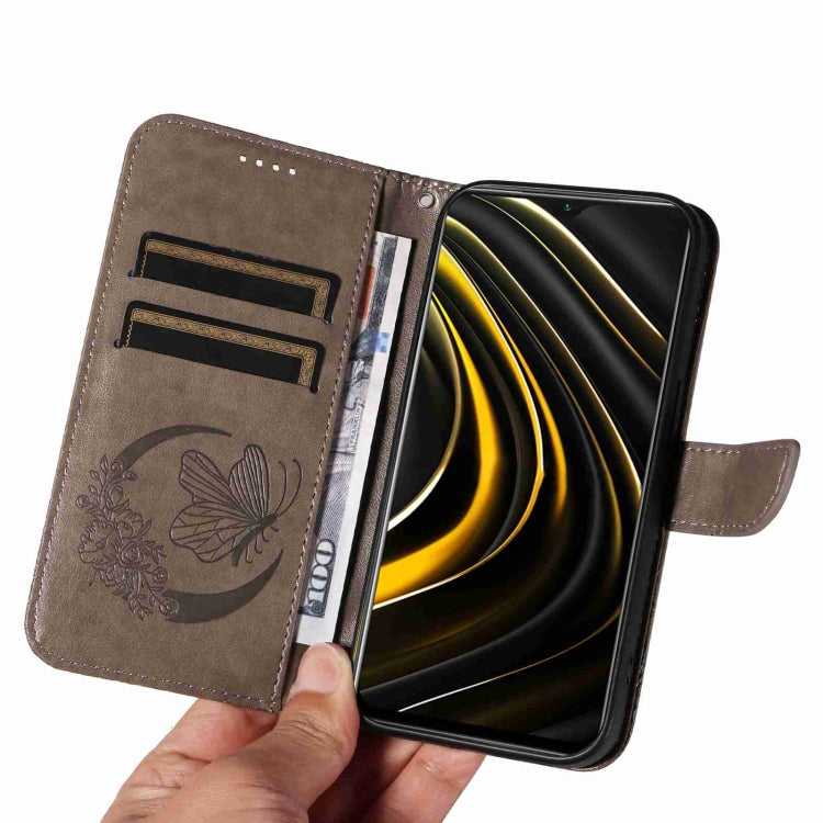 For Xiaomi Poco M3 Swallowtail Butterfly Embossed Leather Phone Case