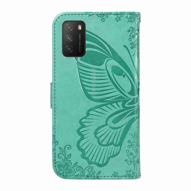 For Xiaomi Poco M3 Swallowtail Butterfly Embossed Leather Phone Case