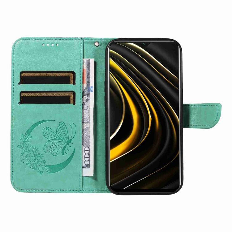 For Xiaomi Poco M3 Swallowtail Butterfly Embossed Leather Phone Case