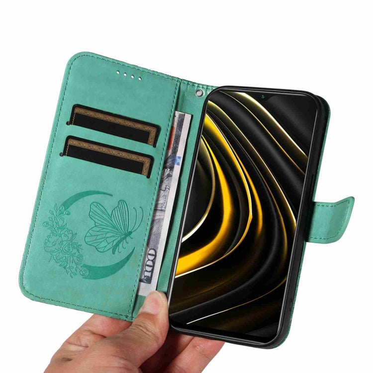 For Xiaomi Poco M3 Swallowtail Butterfly Embossed Leather Phone Case