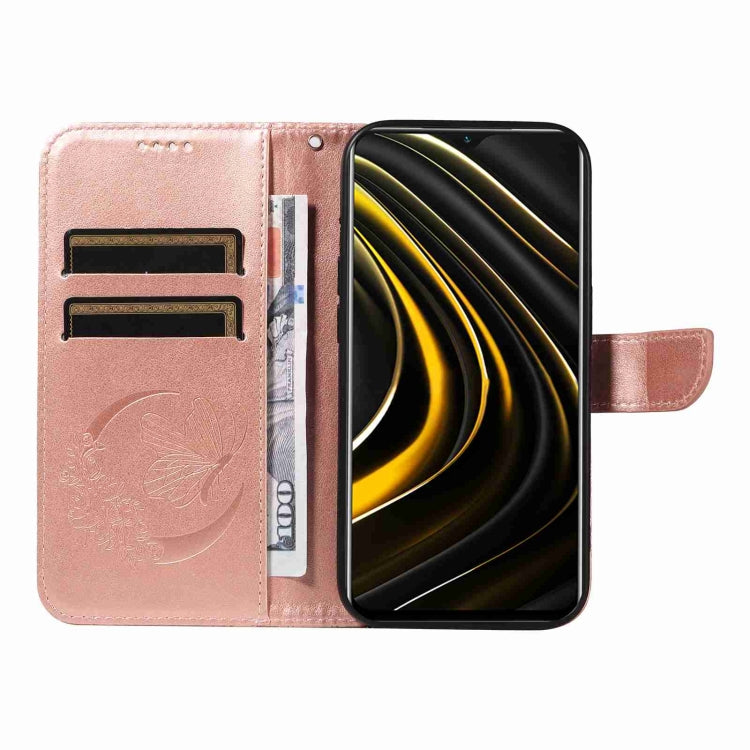 For Xiaomi Poco M3 Swallowtail Butterfly Embossed Leather Phone Case