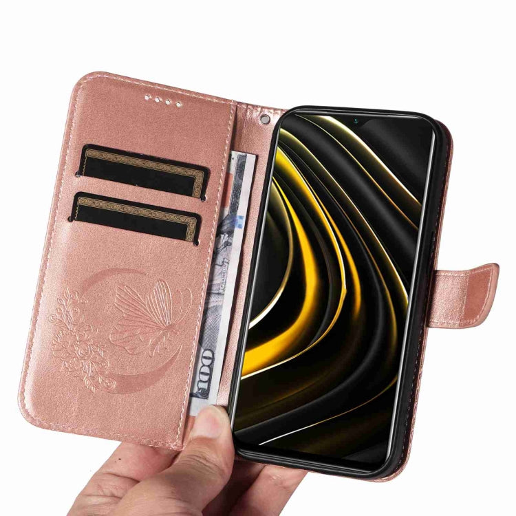 For Xiaomi Poco M3 Swallowtail Butterfly Embossed Leather Phone Case