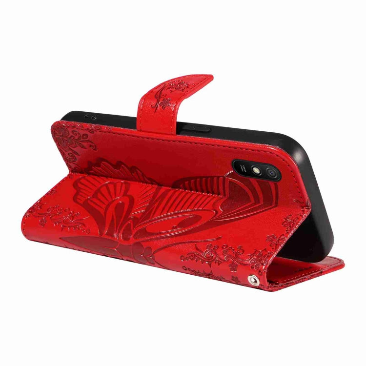 For Xiaomi Redmi 9A Swallowtail Butterfly Embossed Leather Phone Case