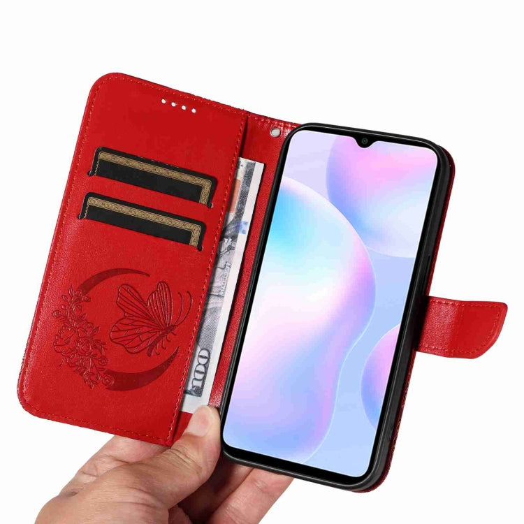 For Xiaomi Redmi 9A Swallowtail Butterfly Embossed Leather Phone Case