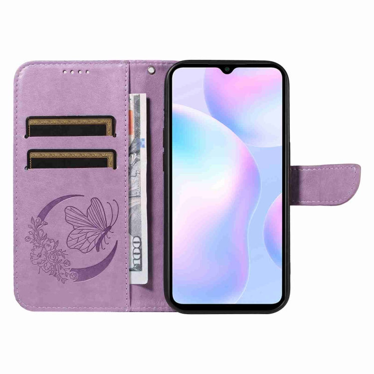 For Xiaomi Redmi 9A Swallowtail Butterfly Embossed Leather Phone Case