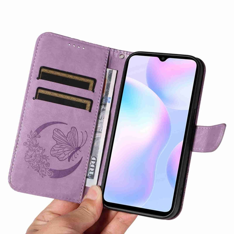 For Xiaomi Redmi 9A Swallowtail Butterfly Embossed Leather Phone Case