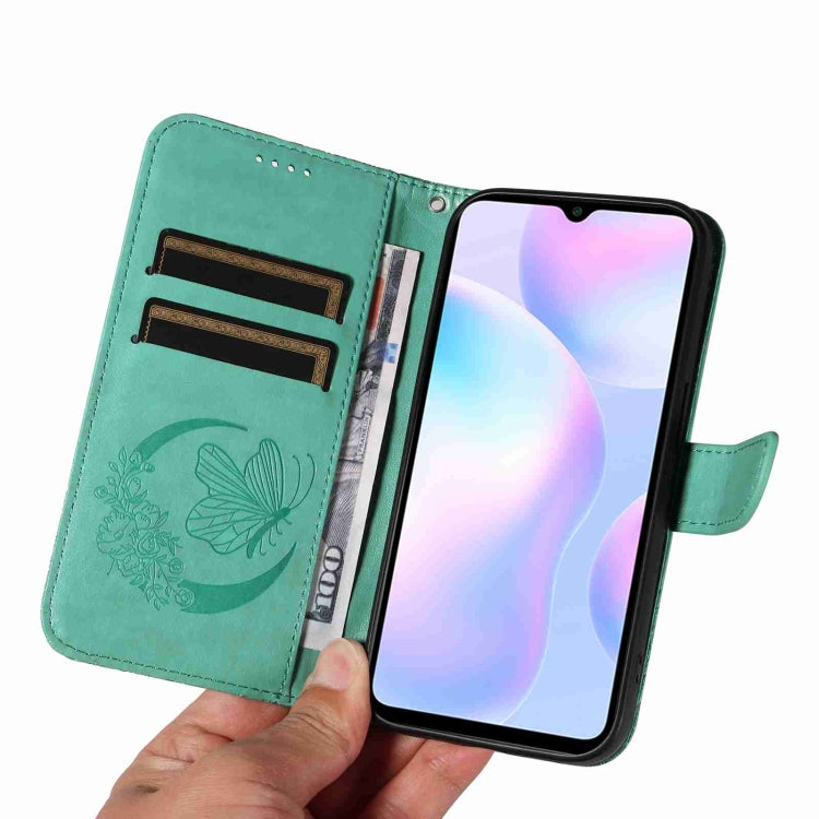 For Xiaomi Redmi 9A Swallowtail Butterfly Embossed Leather Phone Case