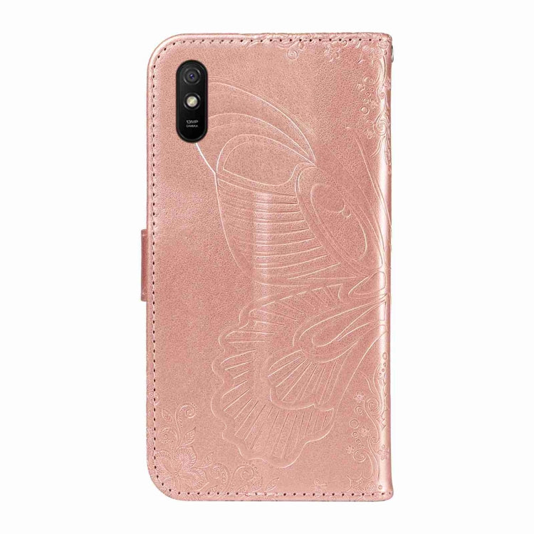 For Xiaomi Redmi 9A Swallowtail Butterfly Embossed Leather Phone Case