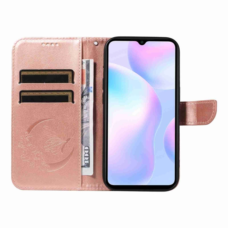 For Xiaomi Redmi 9A Swallowtail Butterfly Embossed Leather Phone Case