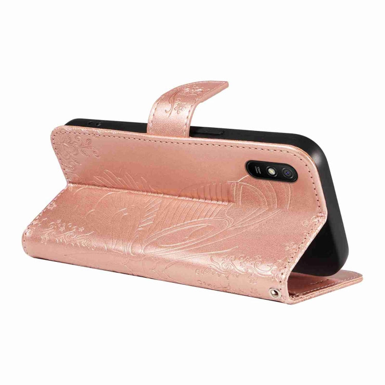 For Xiaomi Redmi 9A Swallowtail Butterfly Embossed Leather Phone Case