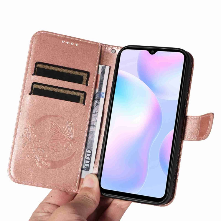 For Xiaomi Redmi 9A Swallowtail Butterfly Embossed Leather Phone Case