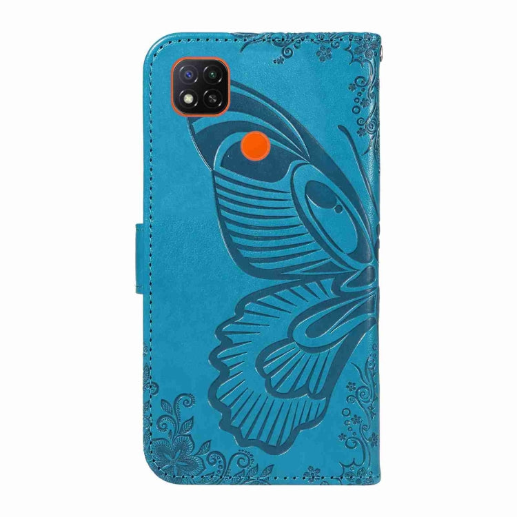 For Xiaomi Redmi 9C Swallowtail Butterfly Embossed Leather Phone Case