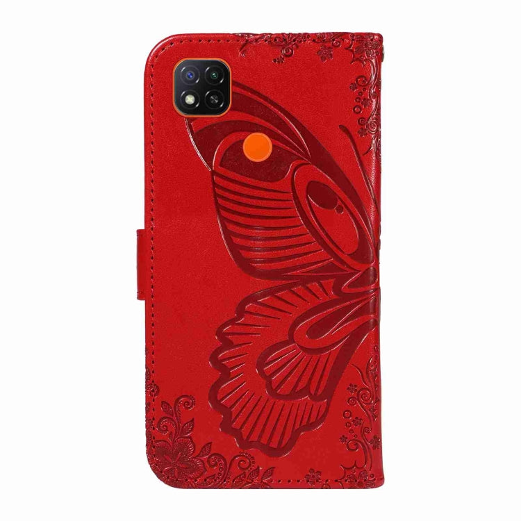 For Xiaomi Redmi 9C Swallowtail Butterfly Embossed Leather Phone Case