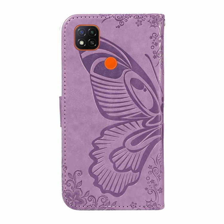 For Xiaomi Redmi 9C Swallowtail Butterfly Embossed Leather Phone Case