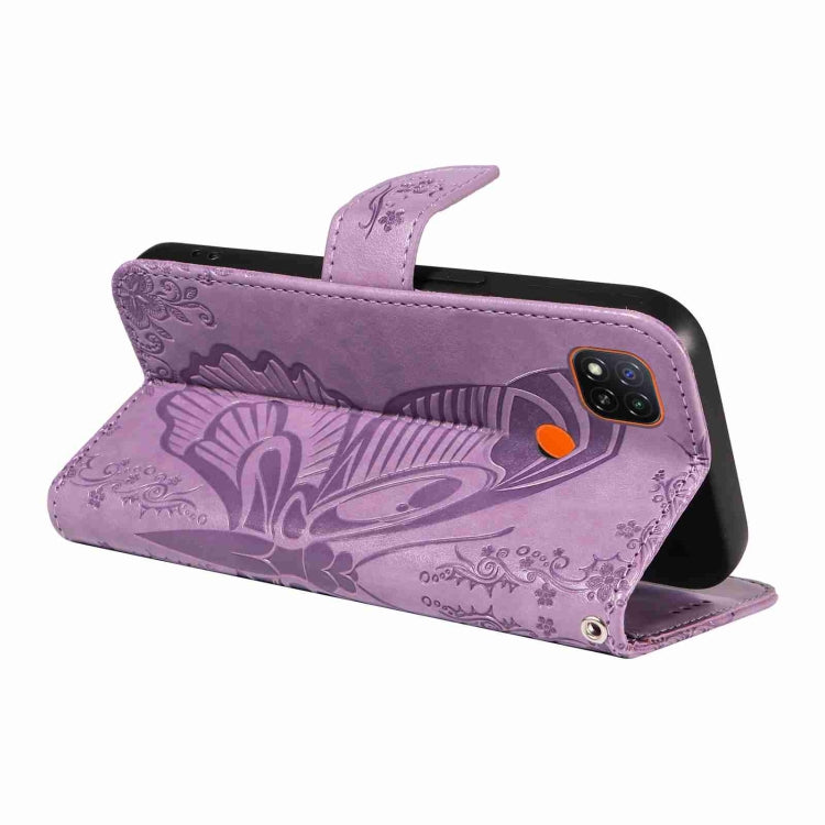 For Xiaomi Redmi 9C Swallowtail Butterfly Embossed Leather Phone Case