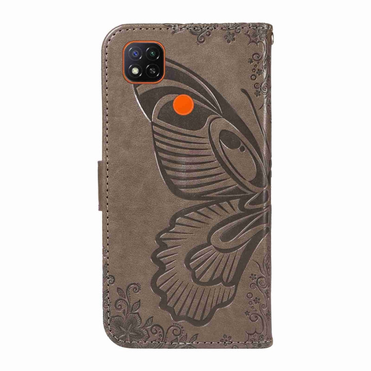For Xiaomi Redmi 9C Swallowtail Butterfly Embossed Leather Phone Case