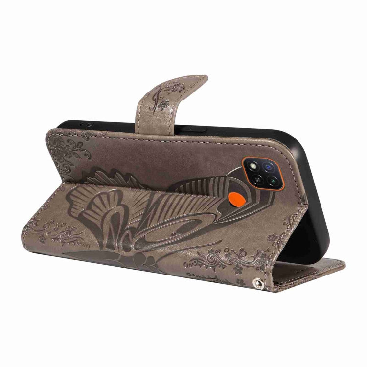 For Xiaomi Redmi 9C Swallowtail Butterfly Embossed Leather Phone Case