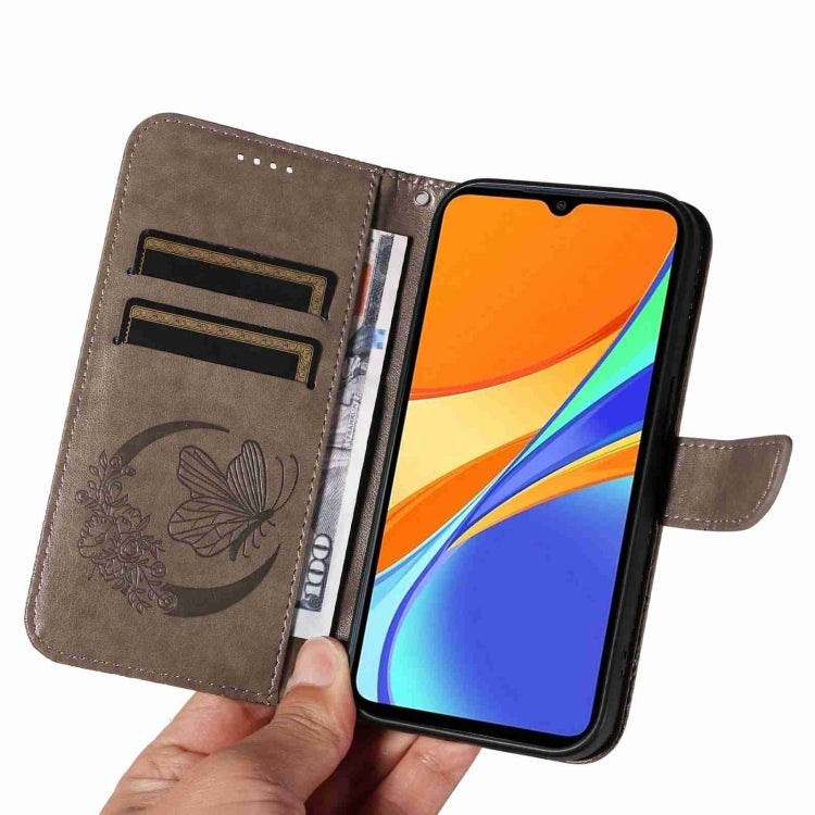 For Xiaomi Redmi 9C Swallowtail Butterfly Embossed Leather Phone Case