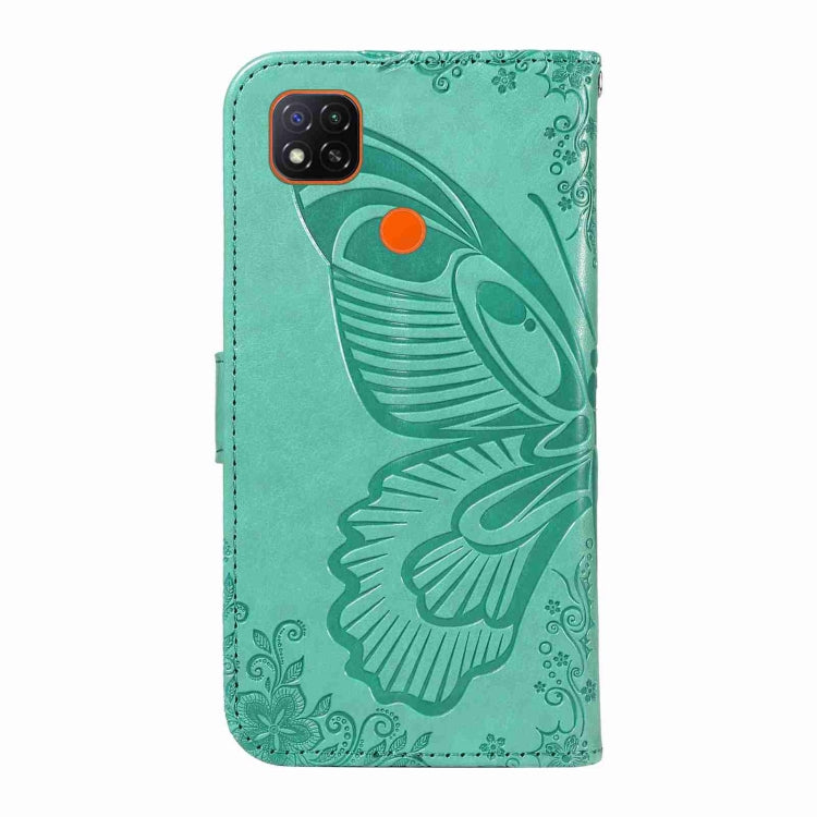 For Xiaomi Redmi 9C Swallowtail Butterfly Embossed Leather Phone Case