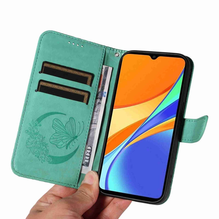 For Xiaomi Redmi 9C Swallowtail Butterfly Embossed Leather Phone Case