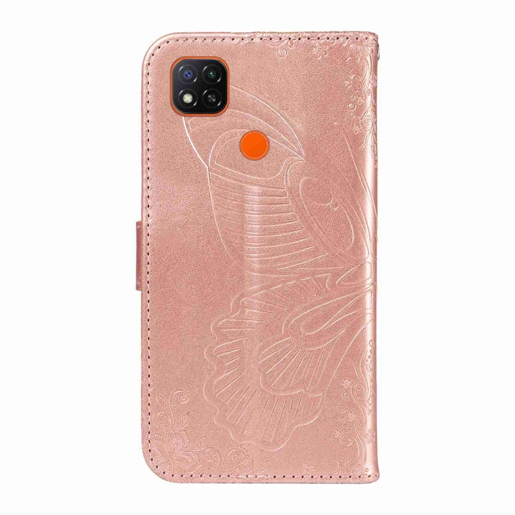 For Xiaomi Redmi 9C Swallowtail Butterfly Embossed Leather Phone Case