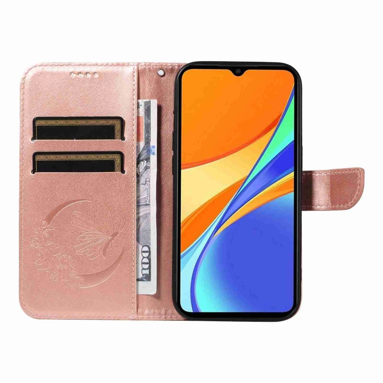 For Xiaomi Redmi 9C Swallowtail Butterfly Embossed Leather Phone Case