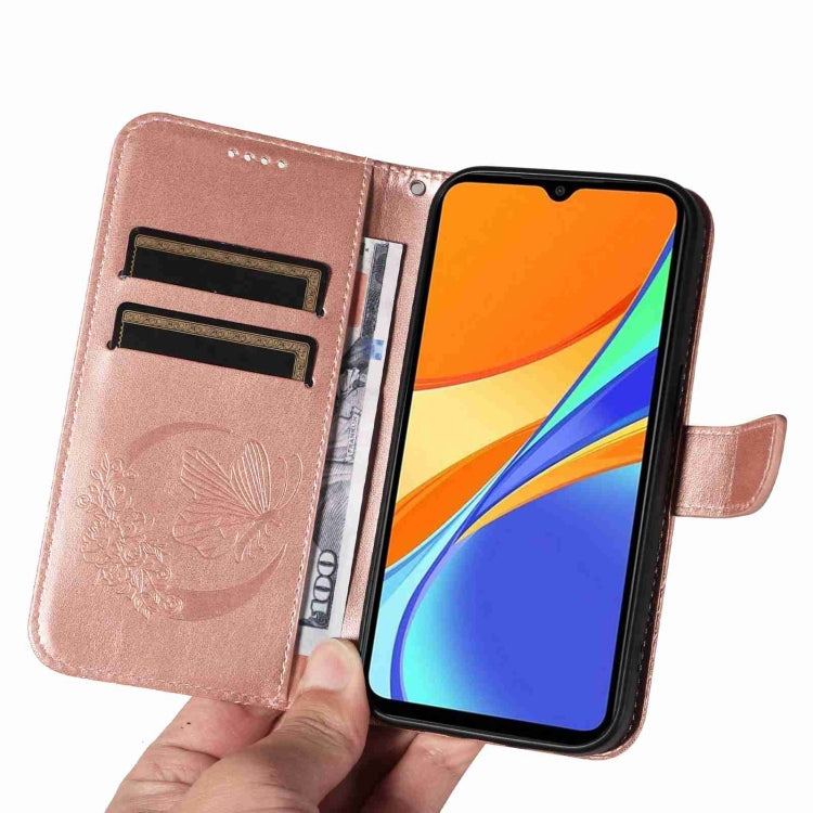 For Xiaomi Redmi 9C Swallowtail Butterfly Embossed Leather Phone Case